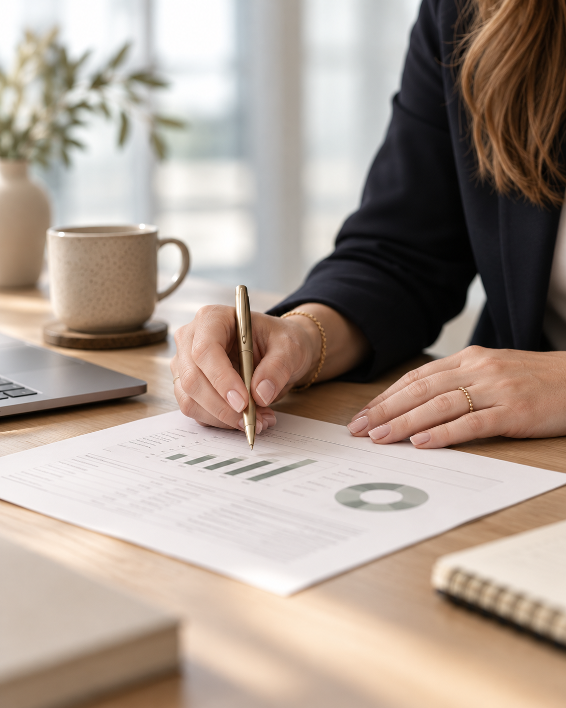 Lichte werkplek met financiële rapportages